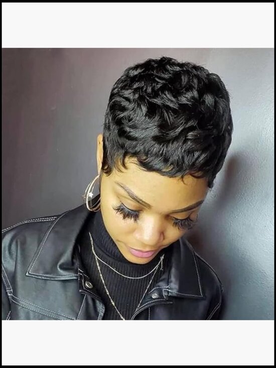 Short Pixie Cut Straight Bob 100% Human Hair Full Machine Made Wig Natural main image 5